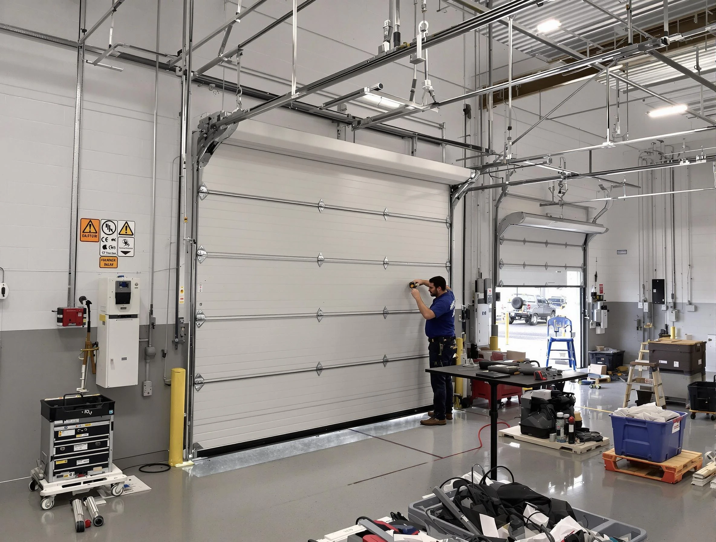 Commercial garage door repair being performed by North Ogden Garage Door Repair expert in North Ogden