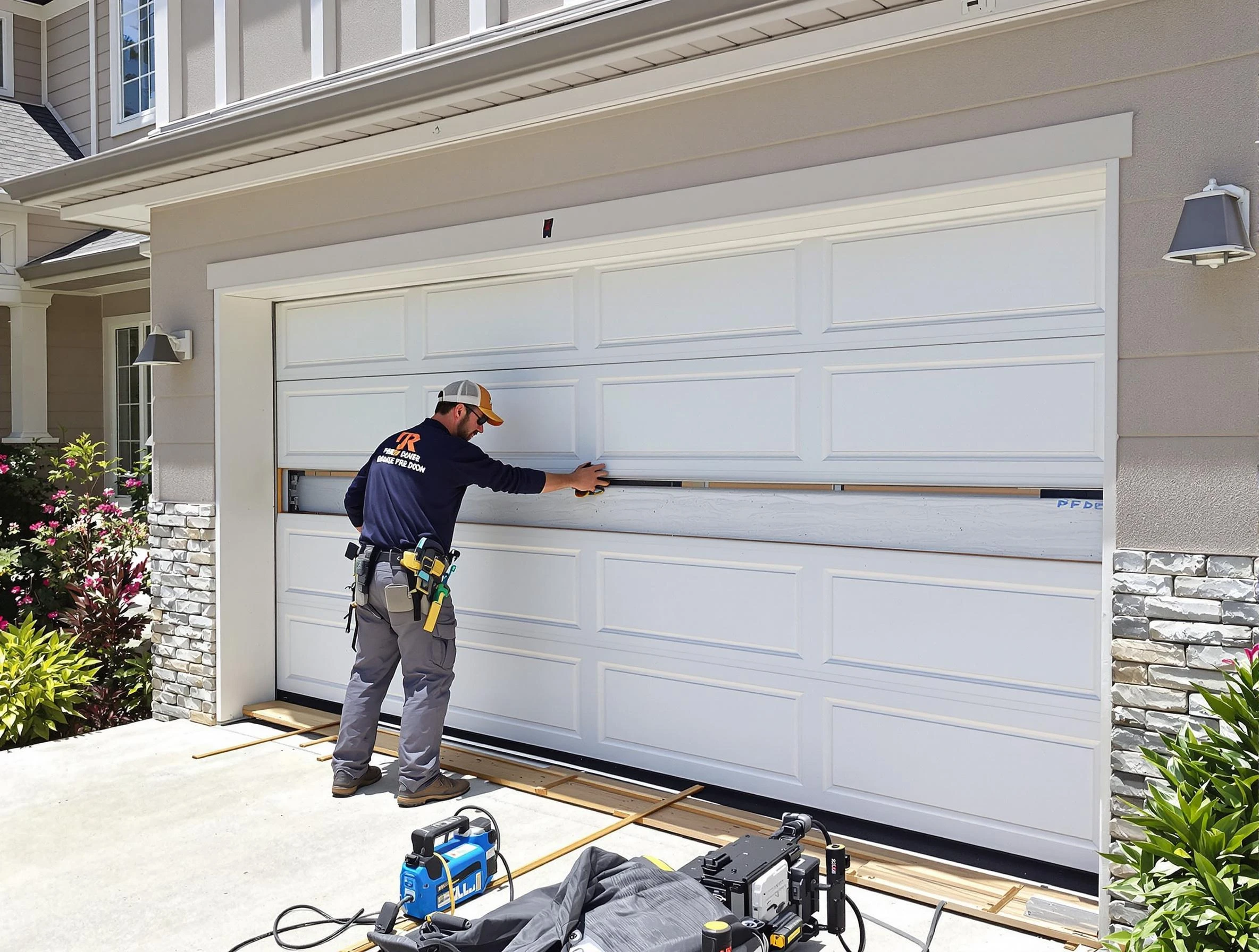 North Ogden Garage Door Repair team performing complete garage door replacement at North Ogden residence