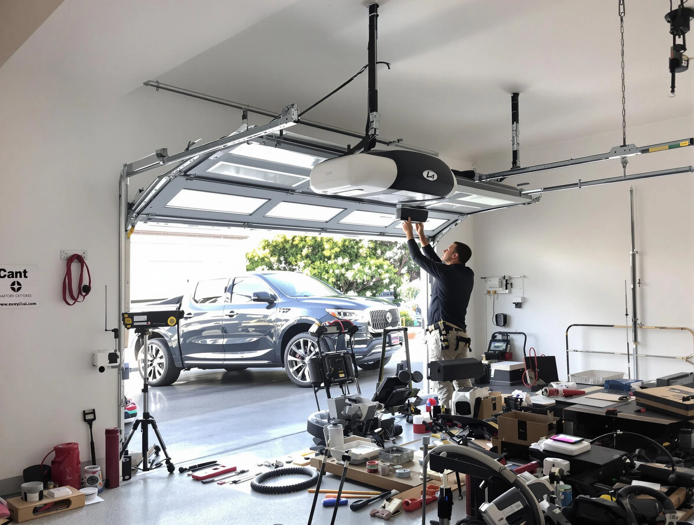 North Ogden Garage Door Repair specialist installing smart garage door opener system in North Ogden home