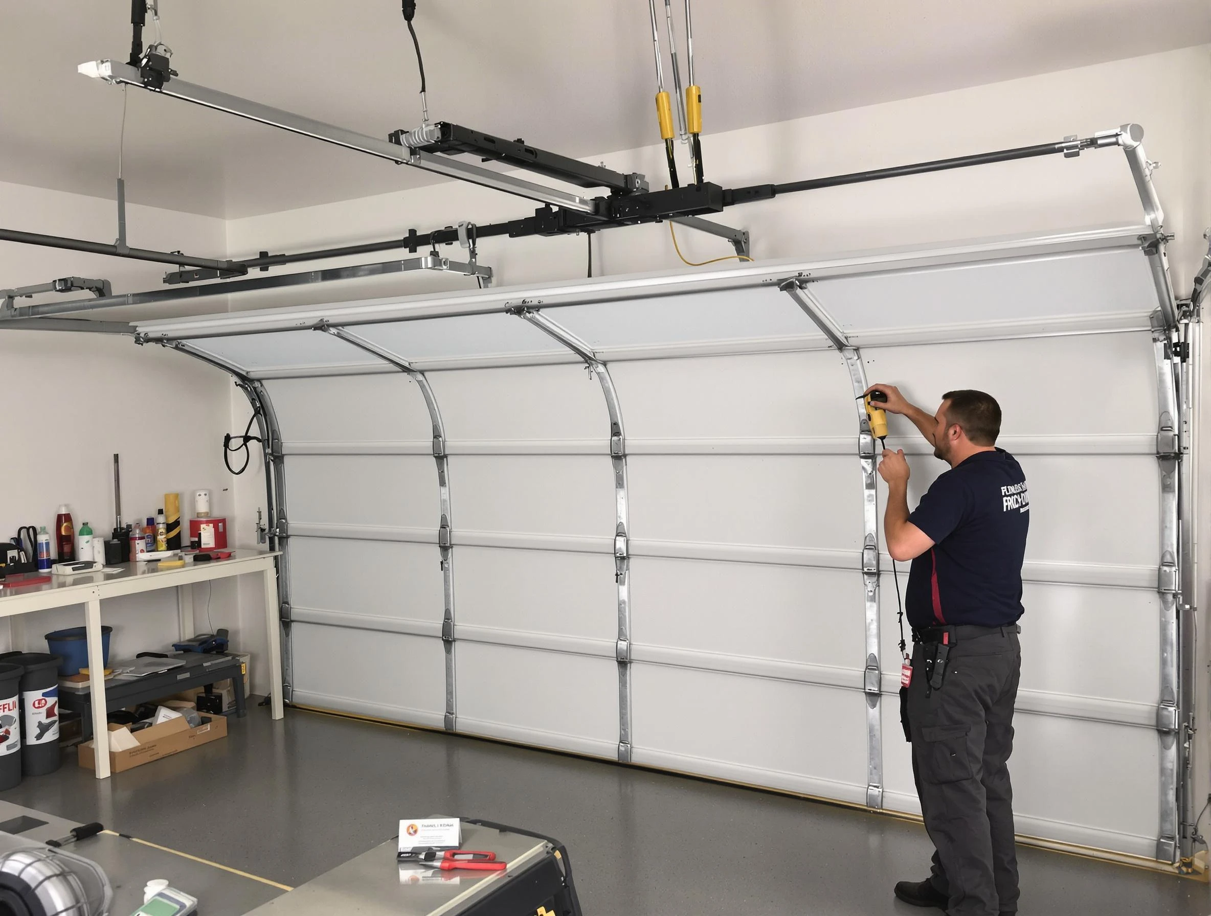 North Ogden Garage Door Repair certified technician performing overhead door system repair in North Ogden